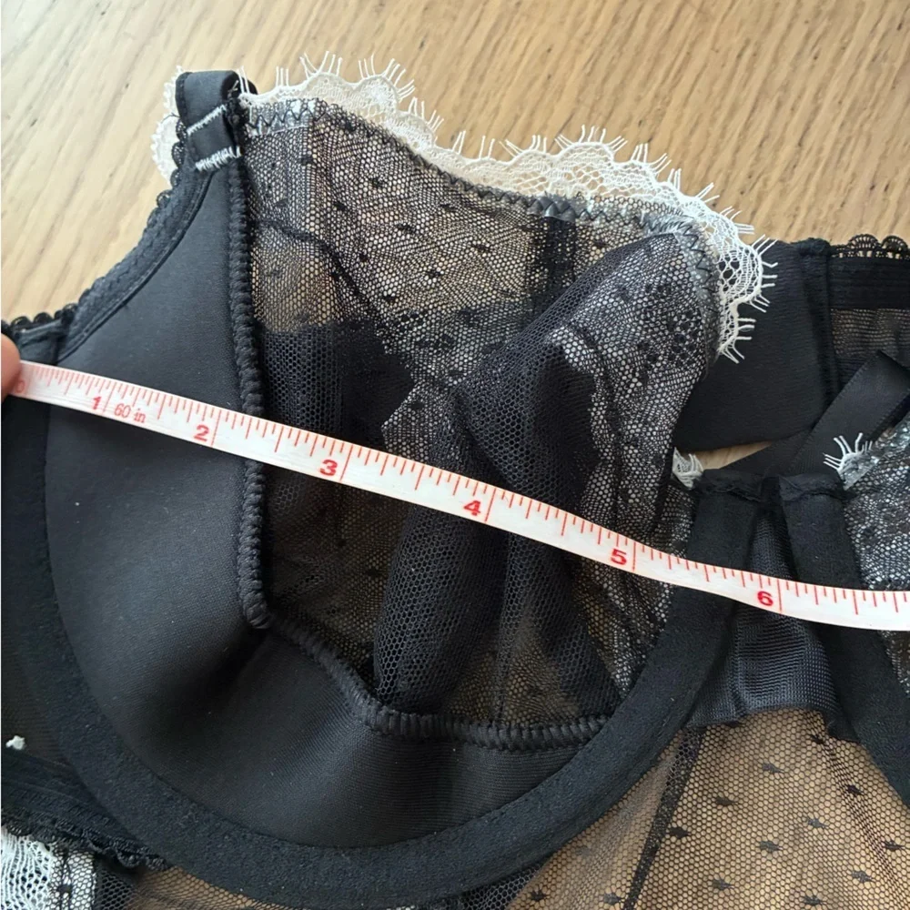 Victoria's Secret Black & White Lace Sheer French Maid Apron Lingerie L